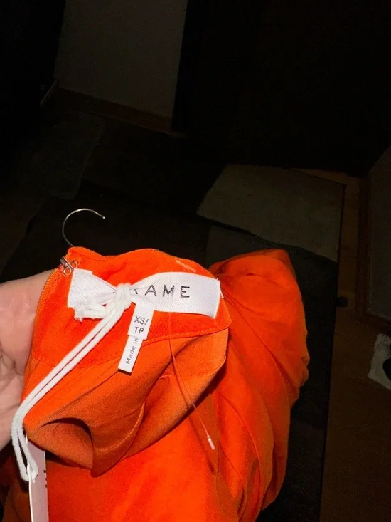 NWT Frame linen Orange Puff Sleeve Mini Dress size XS - Picture 4 of 8